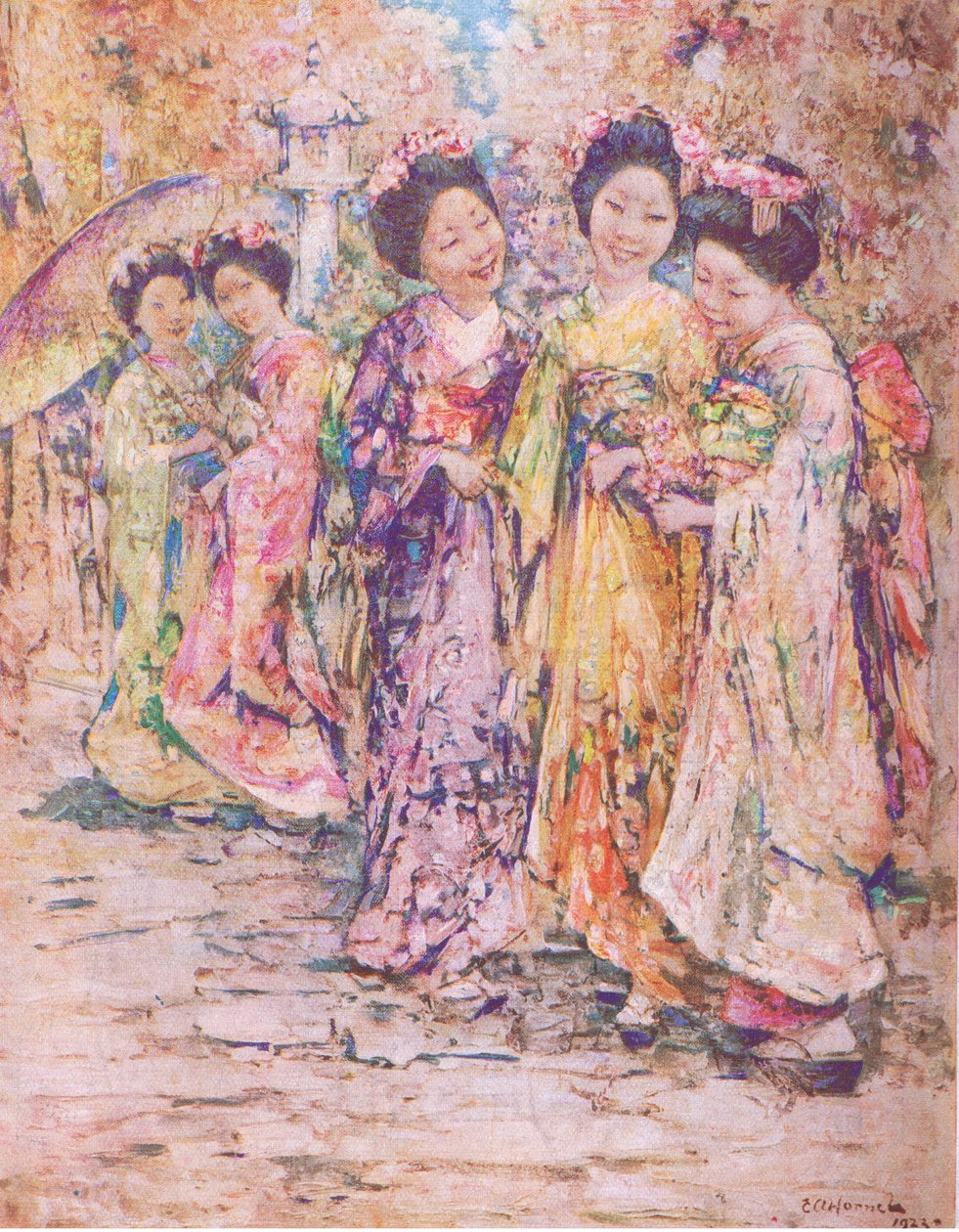 Promenáda, Kyoto, ilustrace z My Magazine od Edward Atkinson Hornel