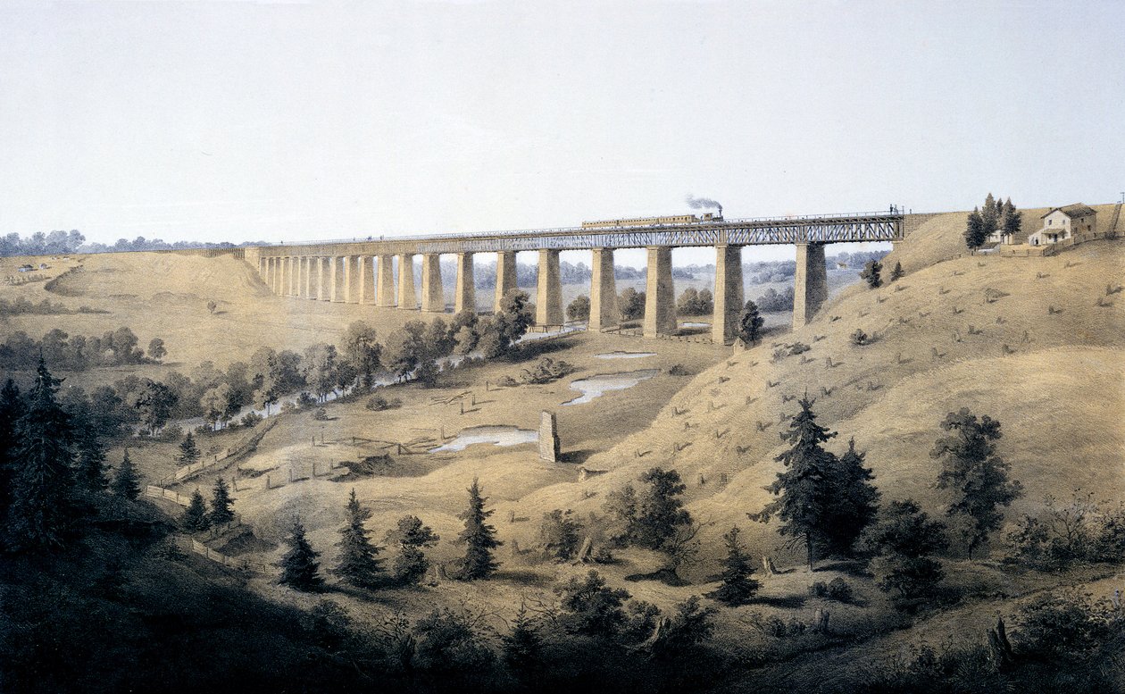 Vysoký most u Farmville, okres Prince Edwarda, z "Alba Virginie", 1858 od Edward Beyer