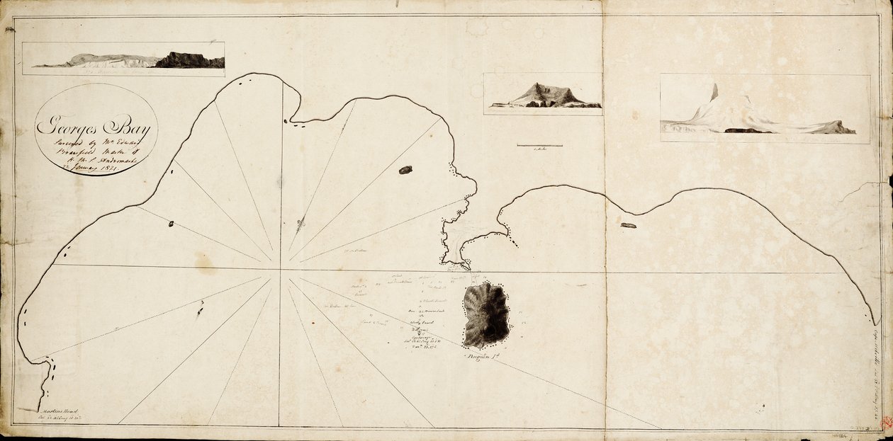 Zátoka svatého Jiří, kterou prozkoumal Edward Bransfield, kapitán lodi HMS 