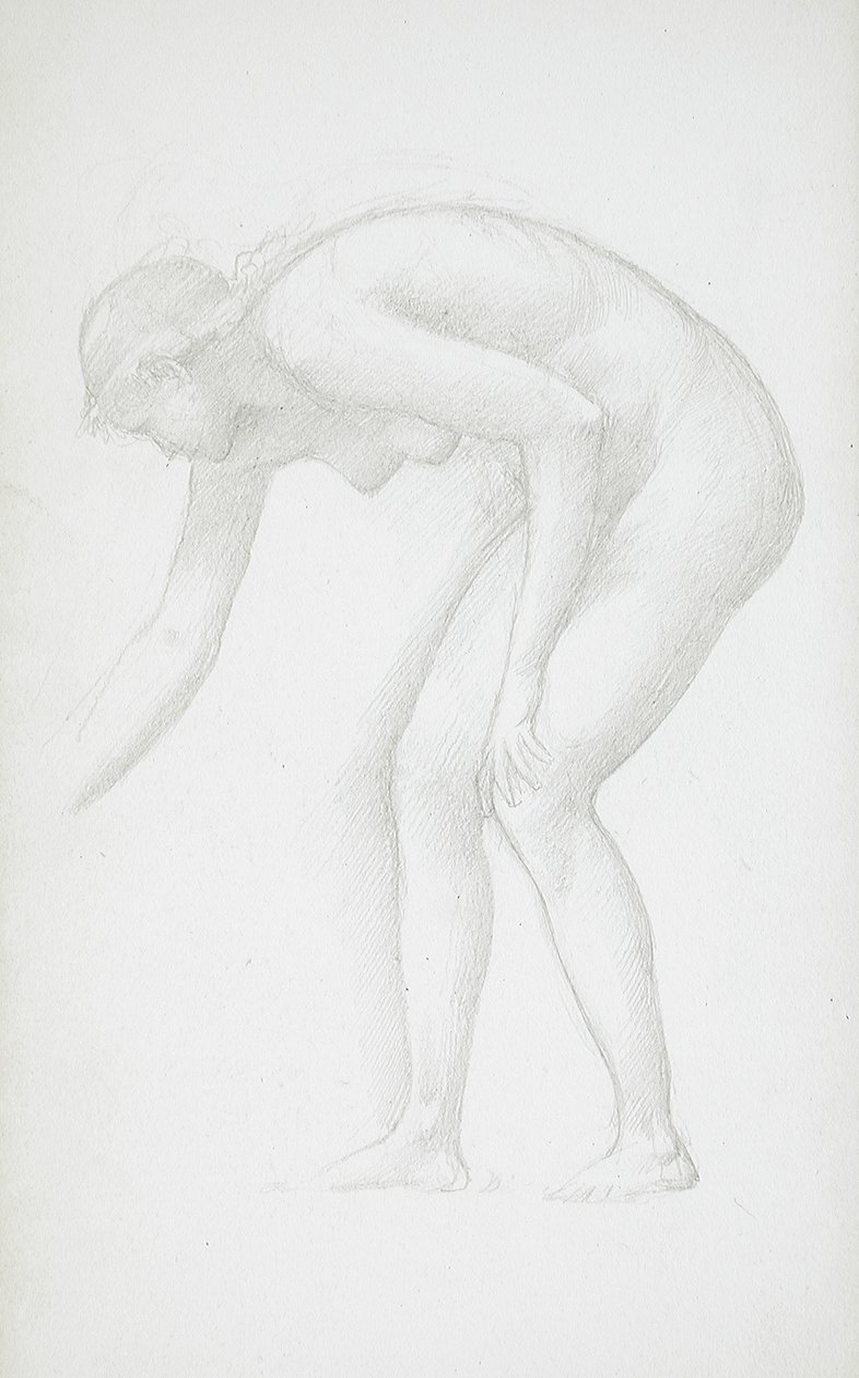 Ohýbající se nahá žena od Edward Burne-Jones