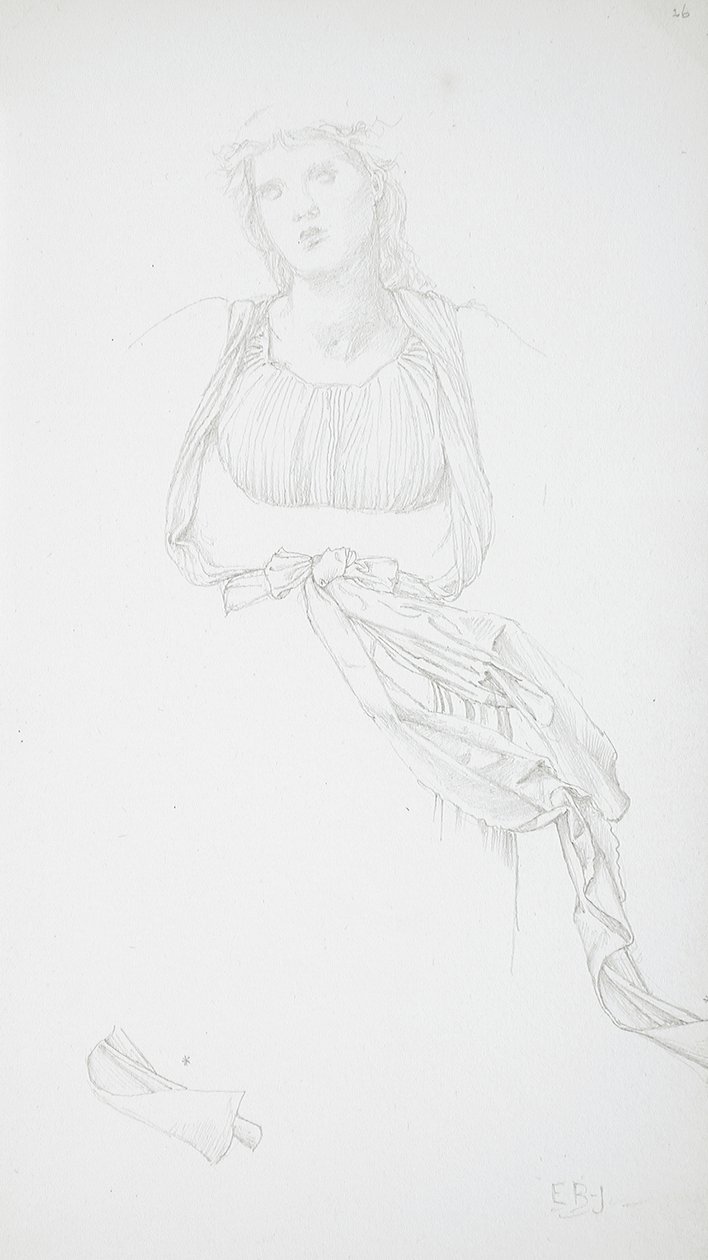 Studie ženského trupu a drapérie od Edward Burne-Jones