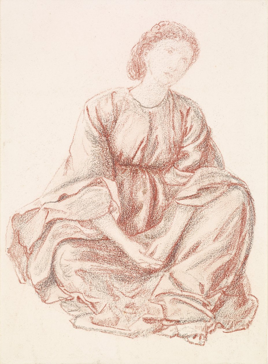 Zelené léto - Drapery studie pro ústřední postavu od Edward Burne Jones