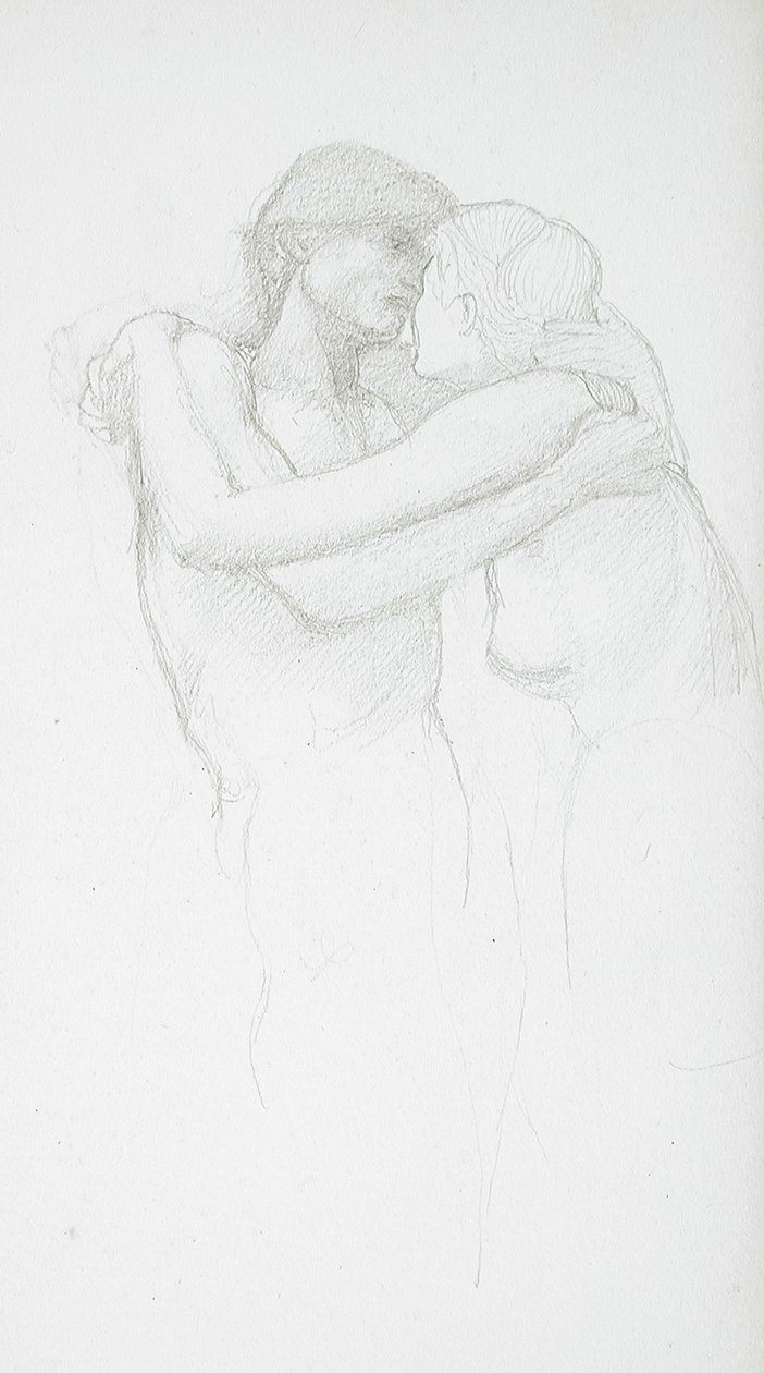 Objímající se nahý pár od Edward Burne-Jones