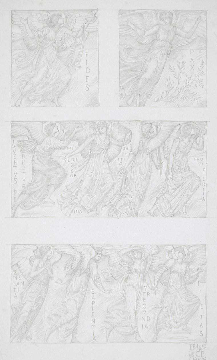 Studie alegorických postav na papíře od Edward Burne-Jones