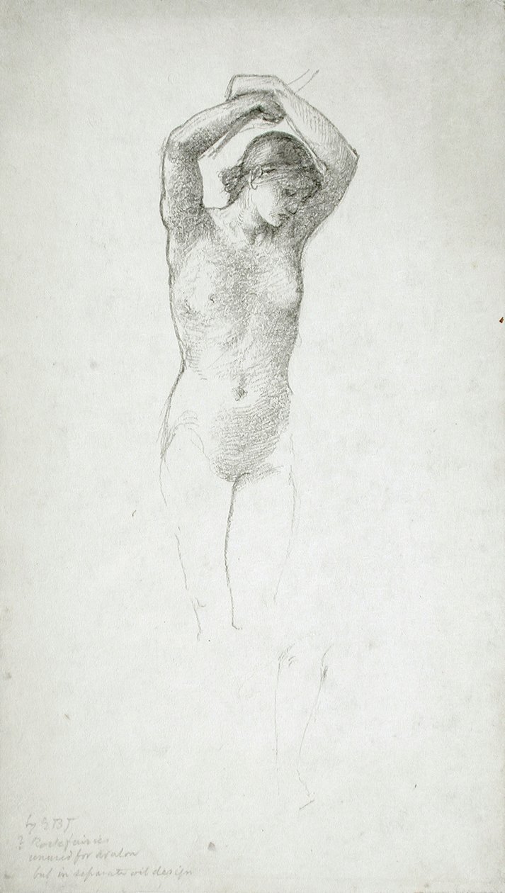 Stojící ženský akt se zvednutýma rukama od Edward Burne-Jones