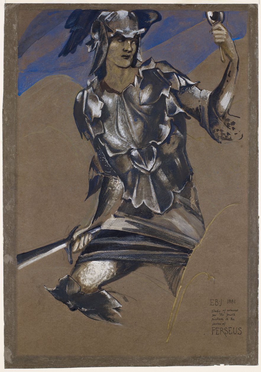Série Perseus - Studie o Perseu v brnění pro Nalezení Medúzy od Edward Burne-Jones