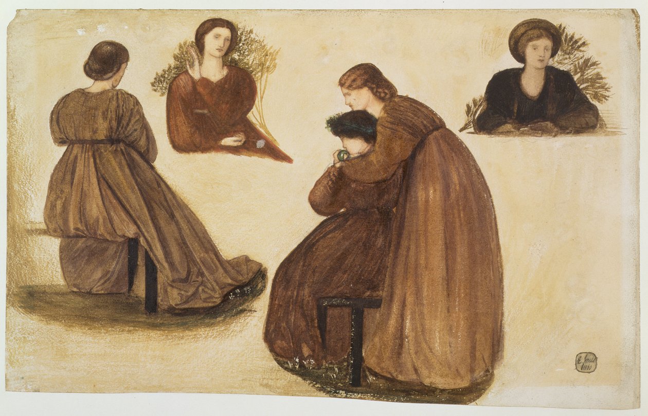 Návrh na výzdobu Červeného domu, (studie žen) 1860 od Edward Burne Jones