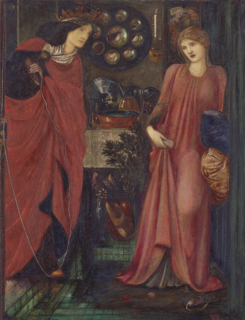 Slušná Rosamunda a královna Eleanor od Edward Burne Jones