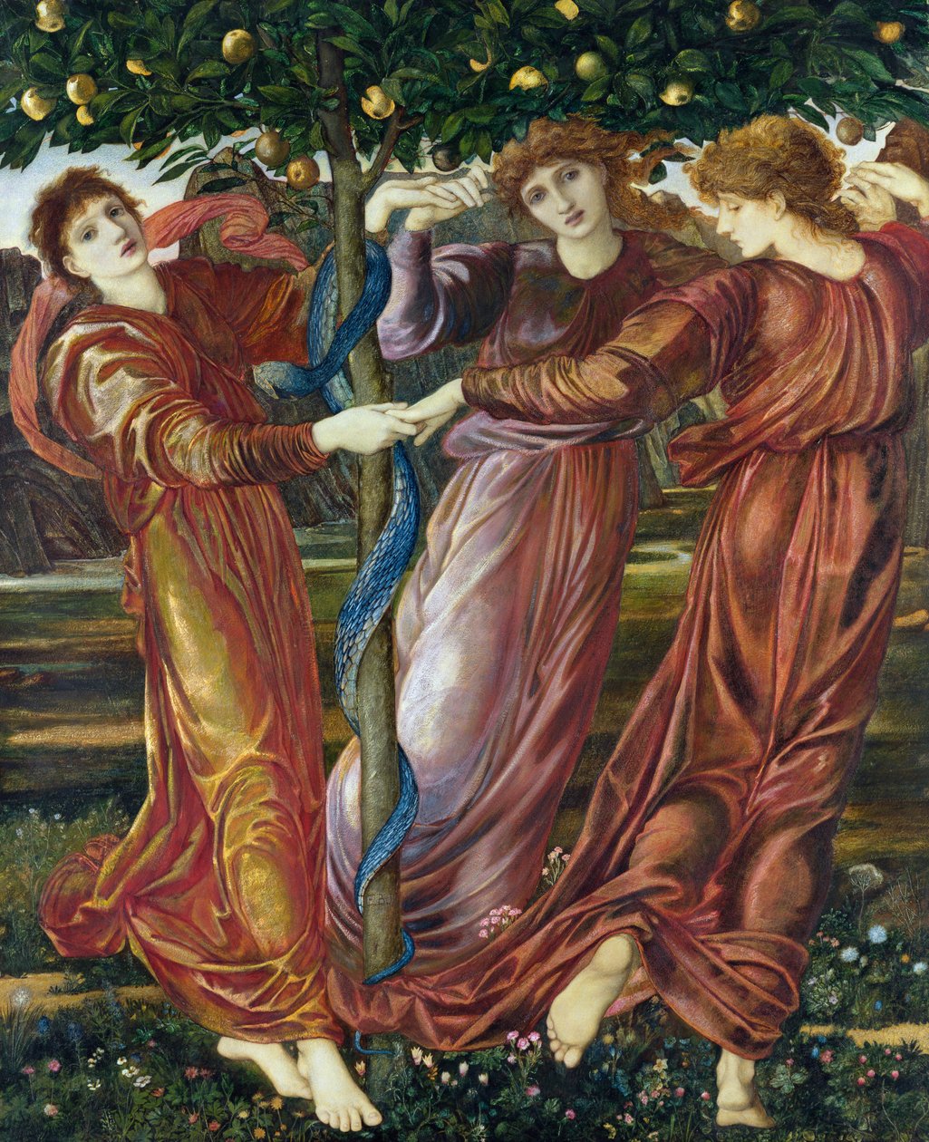 Zahrada Hesperidek, 1869-73 (tempera, kvaš a olej na kartě a plátně) od Edward Burne Jones
