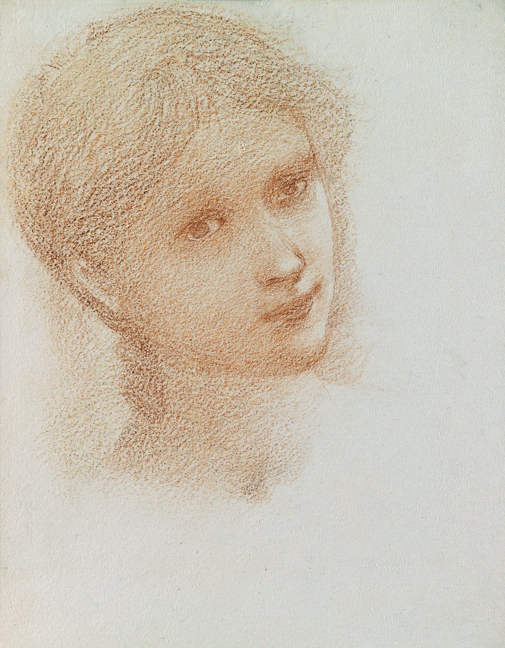 Head Study of a Girl, c.1865-6 (červená křída na papíře) od Edward Burne Jones