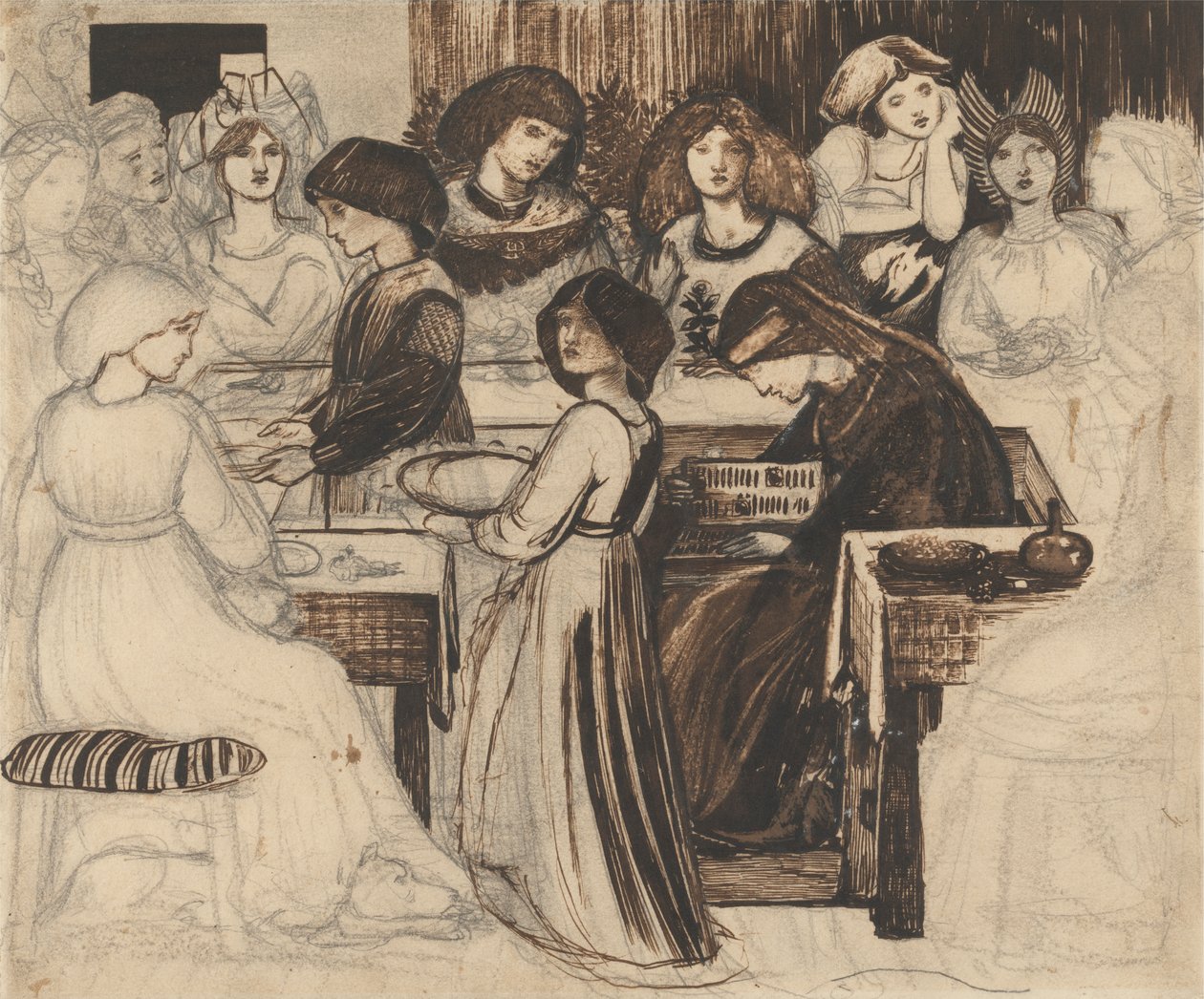 Studie na Svatební hostinu sira Degrevaunta od Edward Burne Jones