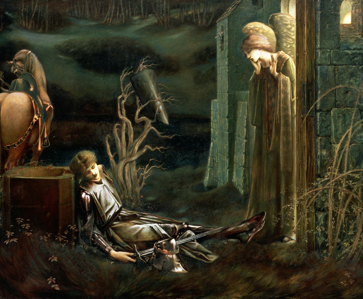 Sen sira Lancelota v kapli Svatého grálu, 1896 od Edward Burne Jones