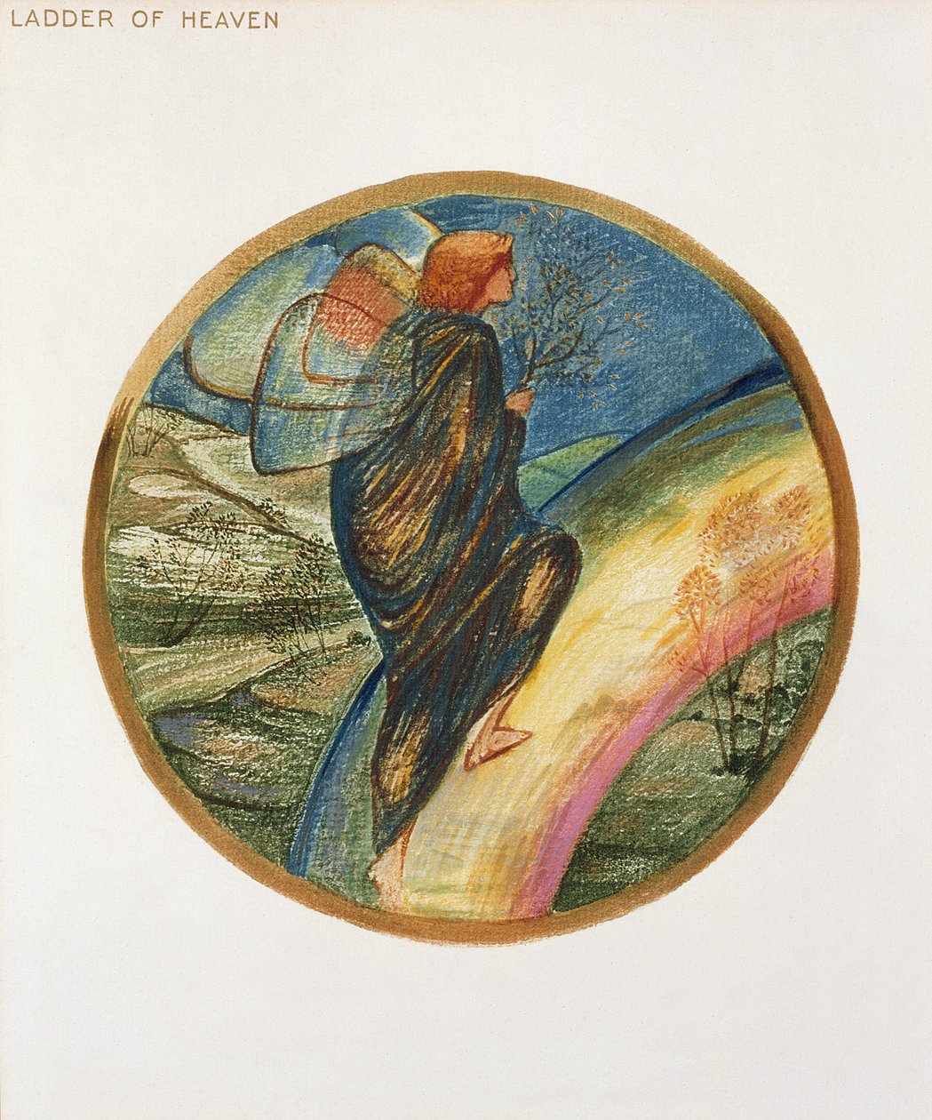 Květinová kniha: XII. Nebeský žebřík, 1905 (litografie s kvašem na papíře) od Edward Burne Jones