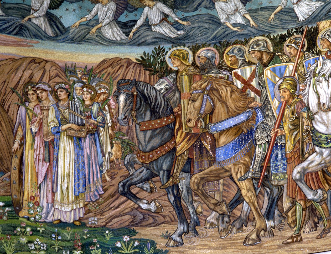 Panna a svatí mučedníci, 80.–90. léta 19. století (mozaika) od Edward Burne Jones