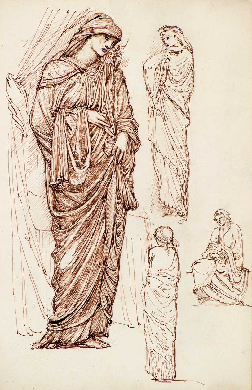 Panny Marie a sv. Alžběty, postavy v rouchu od Edward Burne Jones