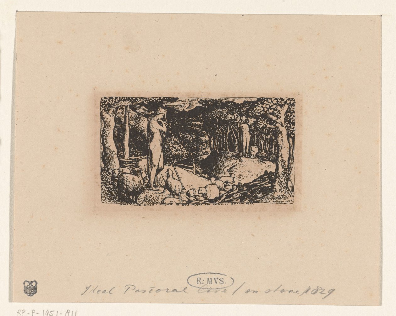 Venkovský život Ideální pastorační život od Edward Calvert (signed by artist)