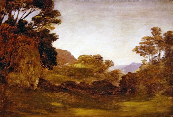 Cesta zalesněnou krajinou (olej na palubě) od Edward Calvert