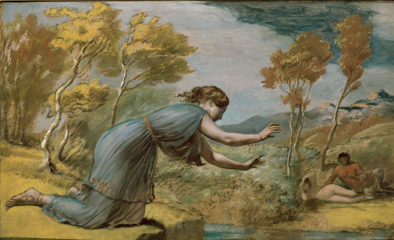 Psyché u potoka, polovina 19. století od Edward Calvert