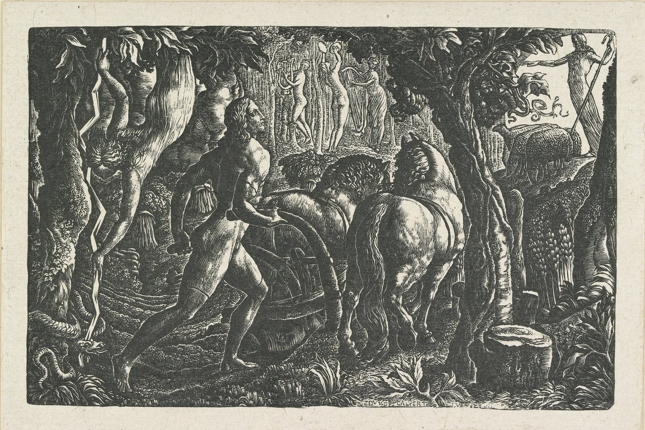The Poughman: Christian Orba poslední brázdy života, 1827 od Edward Calvert