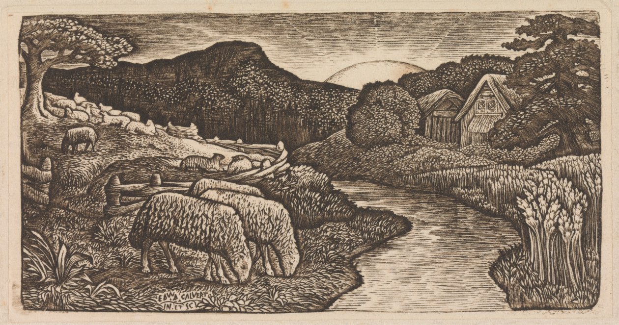 Ovce jeho pastviny od Edward Calvert