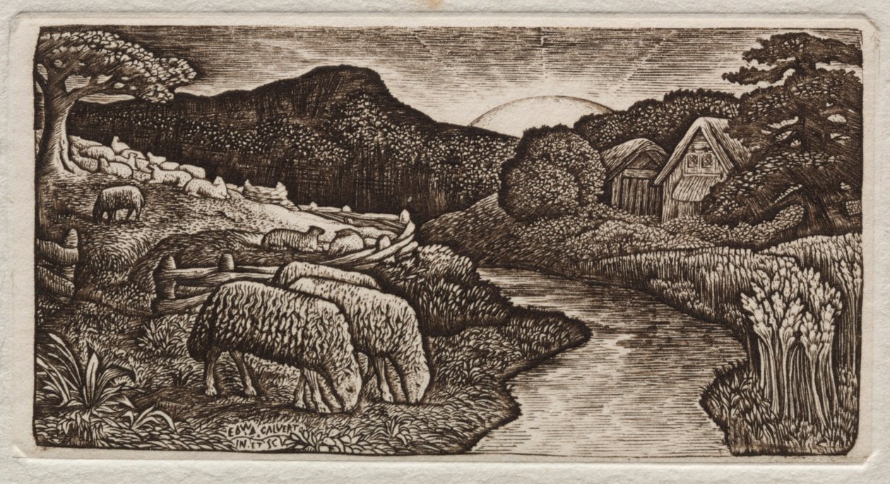 Ovce jeho pastviny, 1828. od Edward Calvert