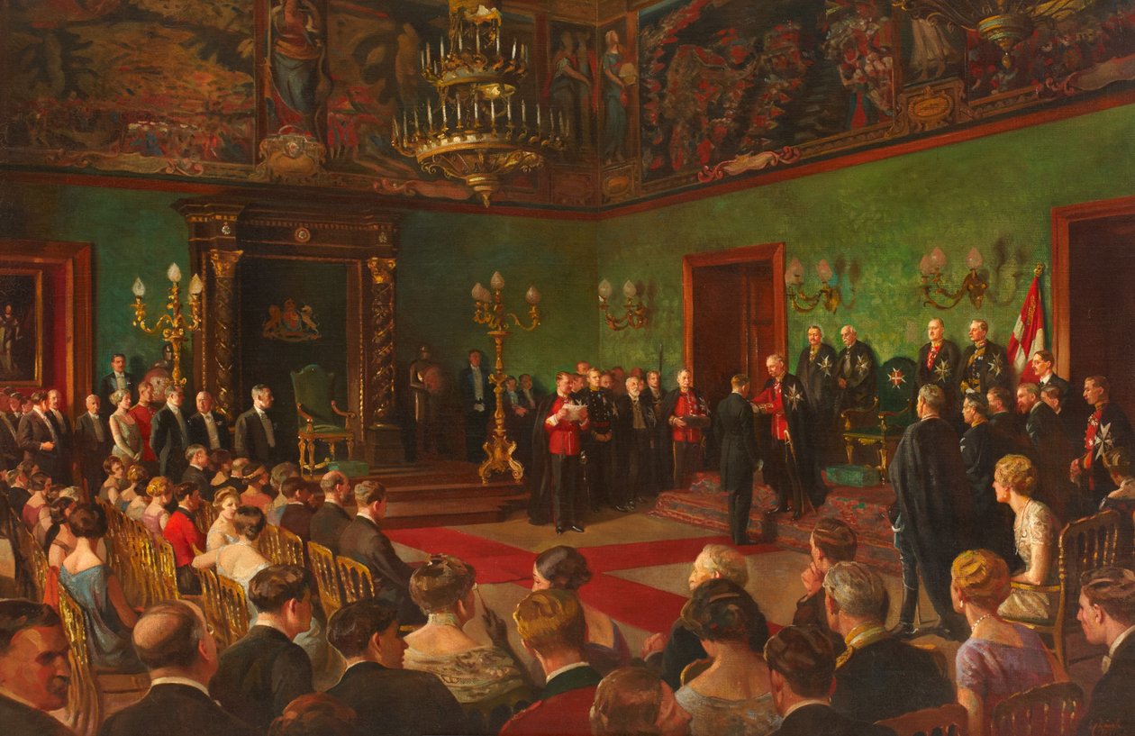 Pouť, 26. března 1926, člen Královského viktoriánského řádu sv. Jana Investitura na Maltě od Edward Caruana Dingli