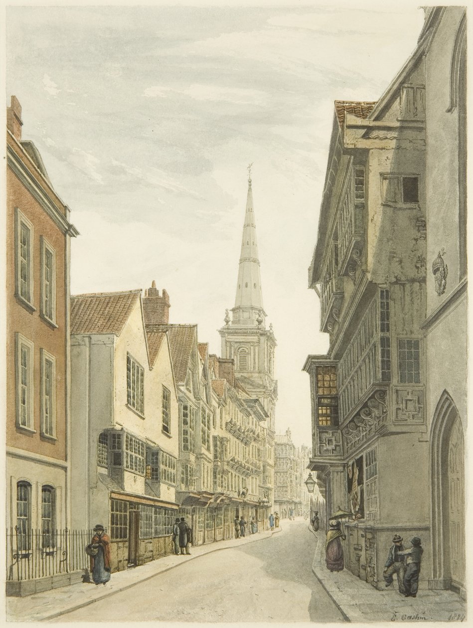 Broad Street (tužka a akvarel na papíře) od Edward Cashin