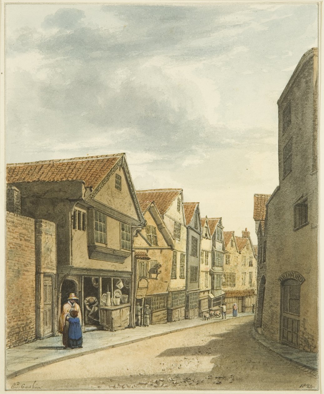 Castle Mill Street (tužka a akvarel na papíře) od Edward Cashin