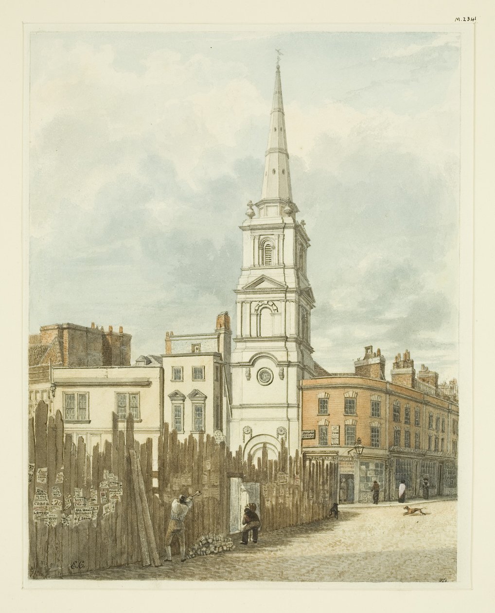 Christ Church z burzy s místem vyklizeným z budovy New Council House (tužka a akvarel na papíře) od Edward Cashin
