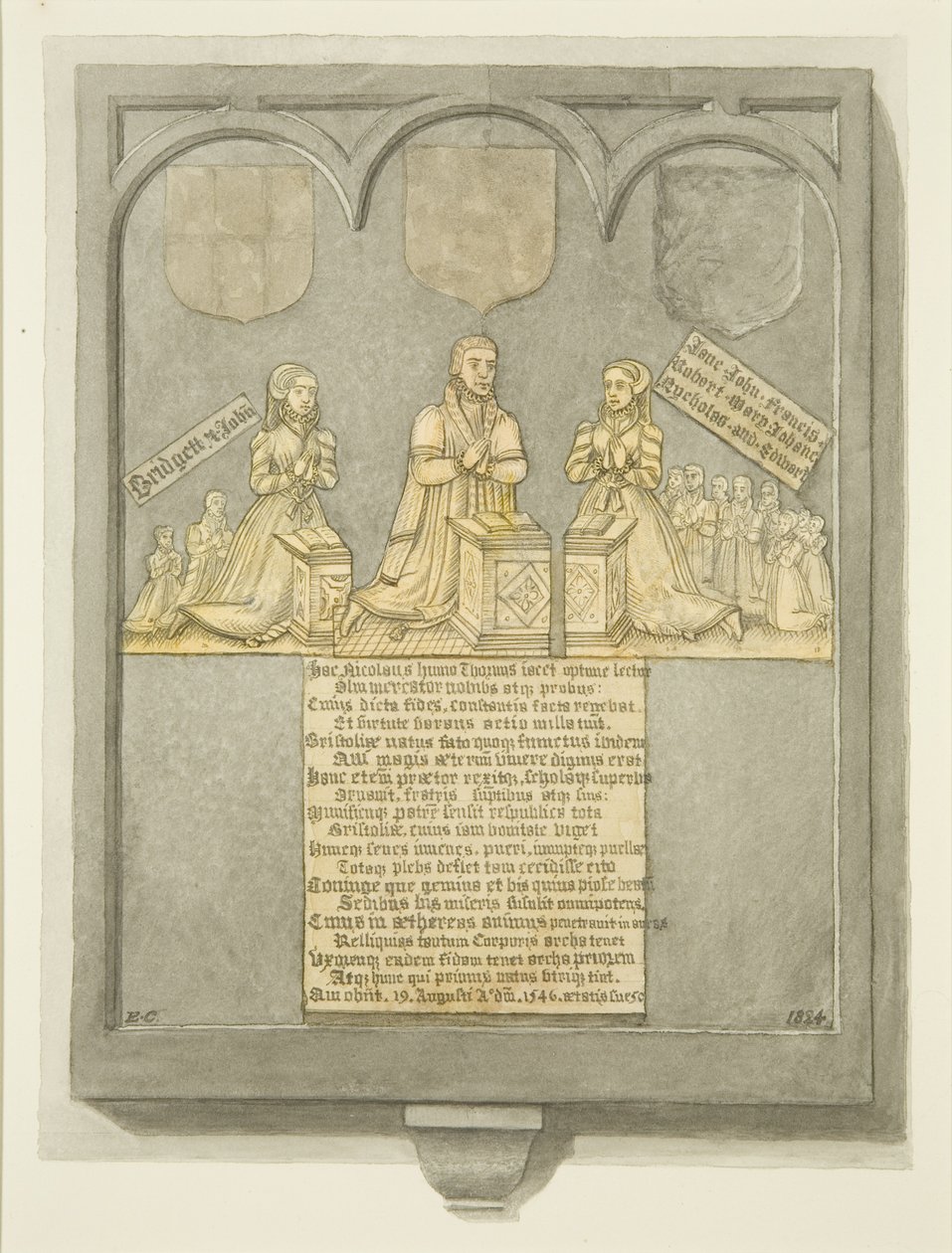 Thorneův monumentální mosaz v kostele St Werburgh (tužka a akvarel na papíře) od Edward Cashin