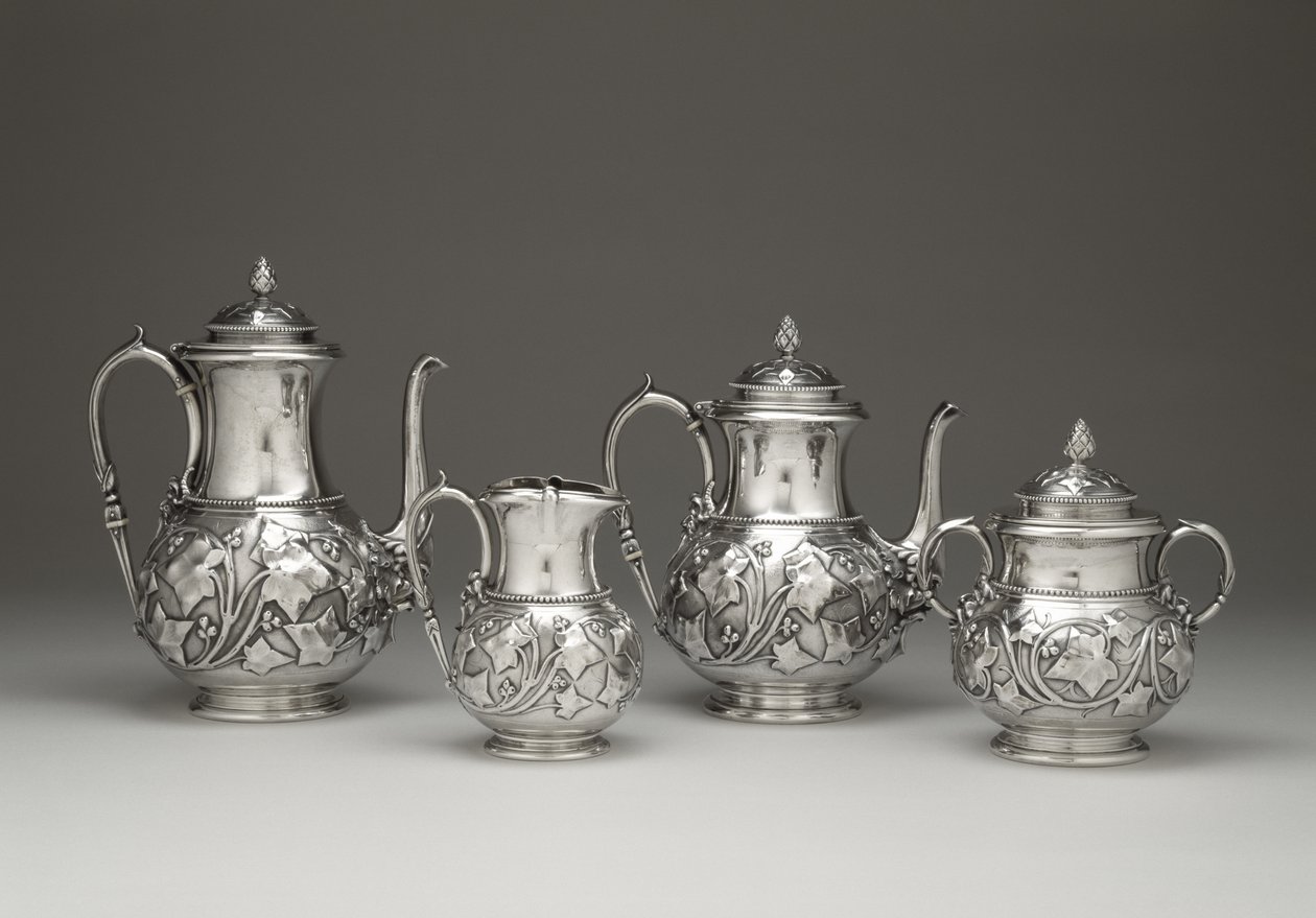 Kávový a čajový servis, c. 1856-1859 (stříbro a slonovina) od Edward Chandler Moore