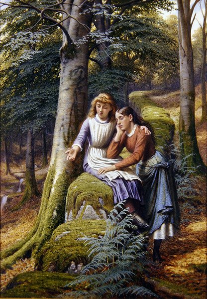 Dvě dívky v krajině od Edward Charles Barnes