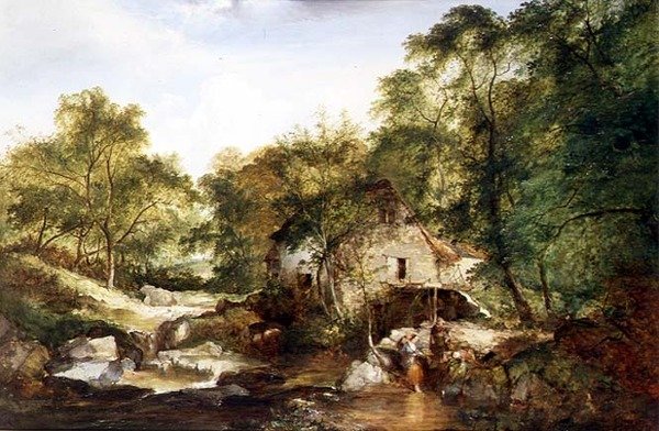 Zalesněná říční krajina od Edward Charles Williams