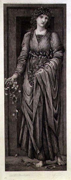 Flora, vyryl Eugene Gaujean (1850-1900) hospoda. od Thomas Agnew & Sons od Edward Coley (after) Burne Jones