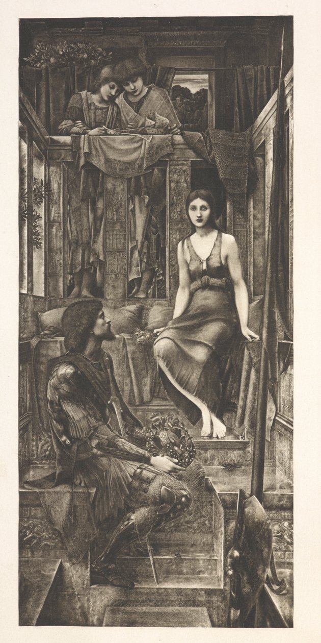 Král Cophetua a žebravá služebná (rytina) od Edward Coley (after) Burne Jones