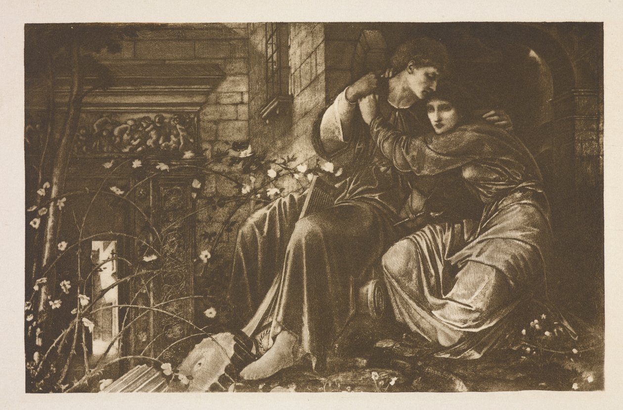 Láska mezi ruinami od Edward Coley (after) Burne Jones