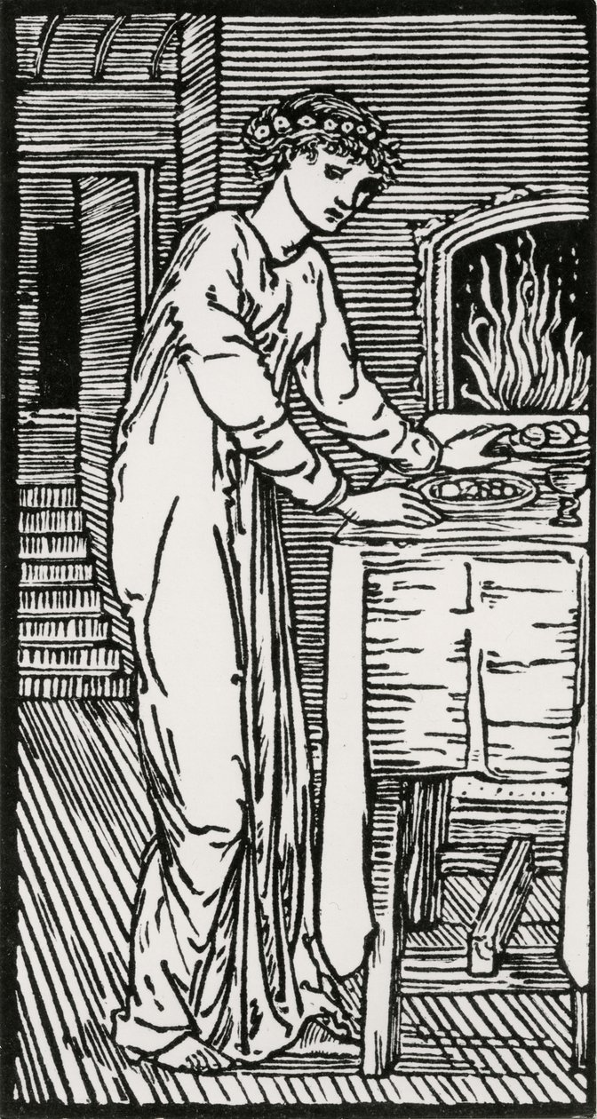 Psychika u stolu od Edward Coley (after) Burne Jones