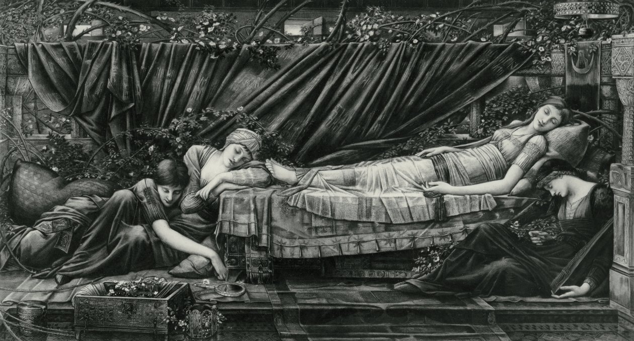 The Rose Bower, ze série Briar Rose od Edward Coley (after) Burne Jones