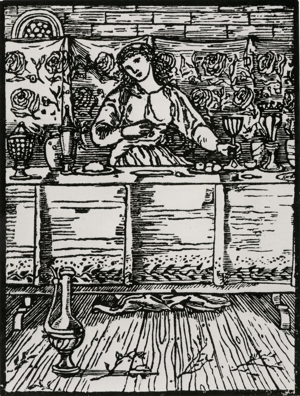 Píseň, zatímco ona jí od Edward Coley (after) Burne Jones