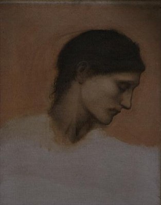 Studie dívčí hlavy (olej na plátně) od Edward Coley Burne Jones