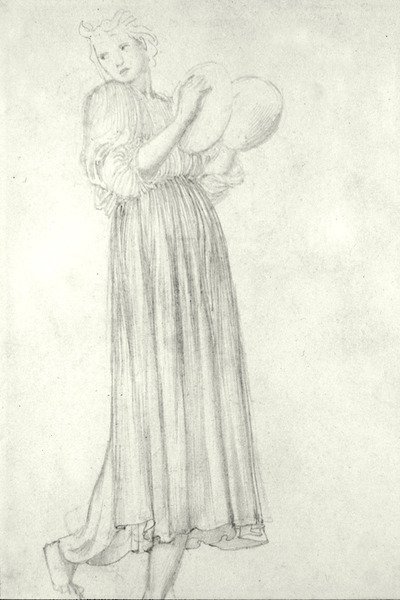 Dívka s činely (tužka na papíře) od Edward Coley Burne Jones