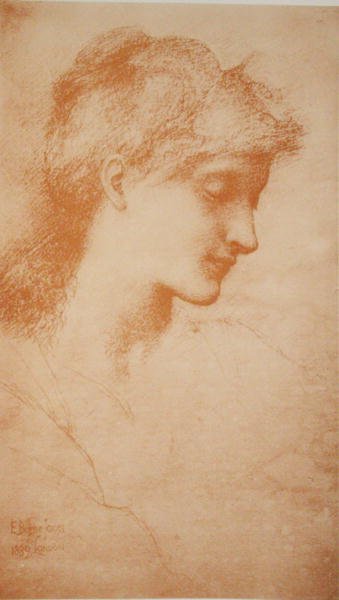 Hlava mladé ženy od Edward Coley Burne Jones