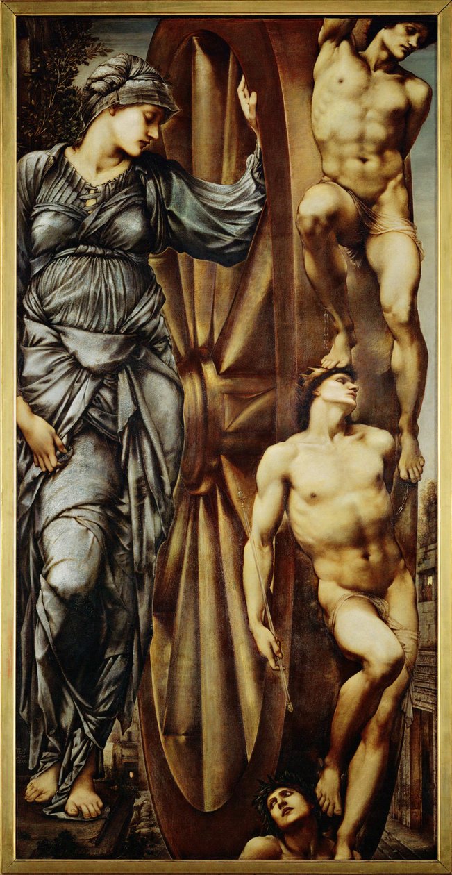 La Roue de la Fortune - Kolo štěstí ... (malba na plátně) od Edward Coley Burne Jones