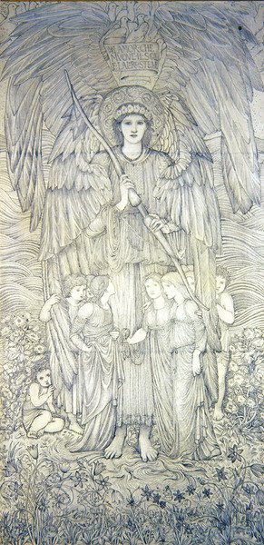Láska, která hýbe Sluncem (tužka na papíře) od Edward Coley Burne Jones