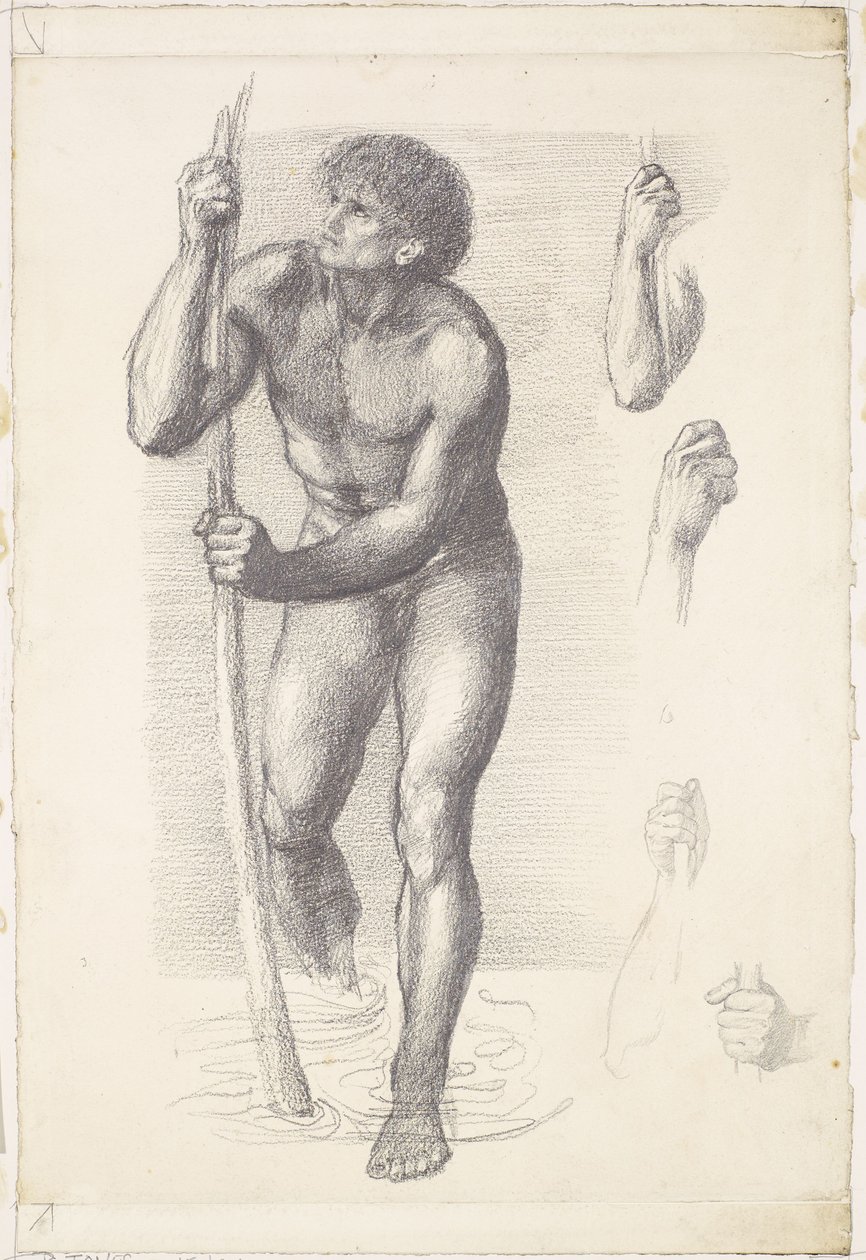 Mužský akt - Studie pro svatého Kryštofa od Edward Coley Burne-Jones