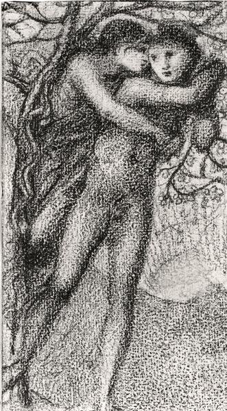 Phyllis and Demophoon, c.1868 (růžová křída) (č/b foto) (viz 100724) od Edward Coley Burne Jones