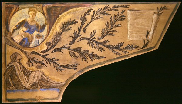Poet Muse - papír na víko klavíru (barevné křídy na papíře) od Edward Coley Burne Jones