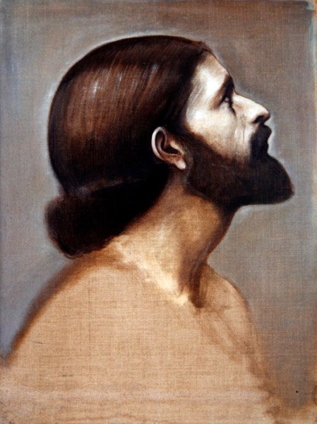 Portrét hlavy krále Cophetua, kolem 1883-84 (olej na plátně bez základního nátěru) od Edward Coley Burne Jones