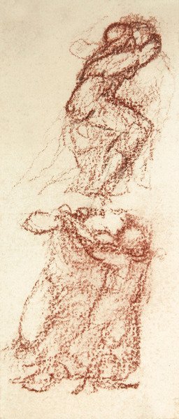 Přípravná skica k lásce mezi ruinami (červená křída a tužka na papíře) od Edward Coley Burne Jones