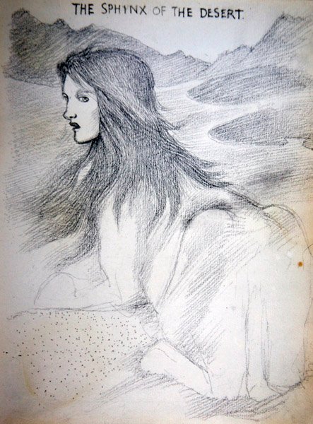 Sfinga pouště (tužka na papíře) od Edward Coley Burne Jones